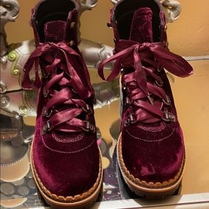 Beautiful Velvet Lace Up Bootie